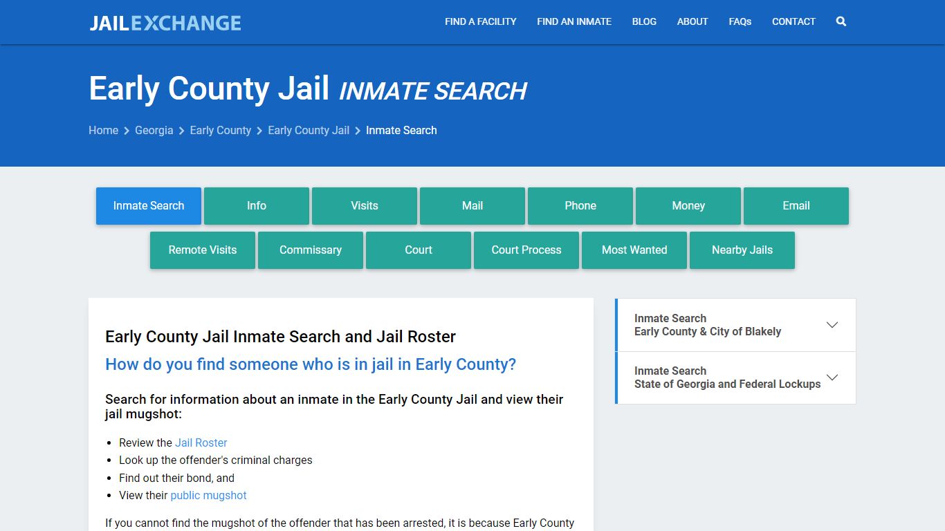 Inmate Search: Roster & Mugshots - Early County Jail, GA